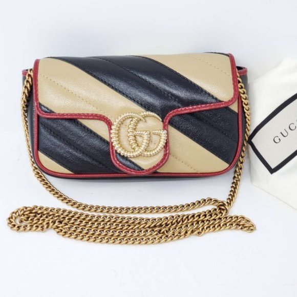 Gucci Super Mini Bicolor Marmont Crossbody Bag - Picture 1 of 12